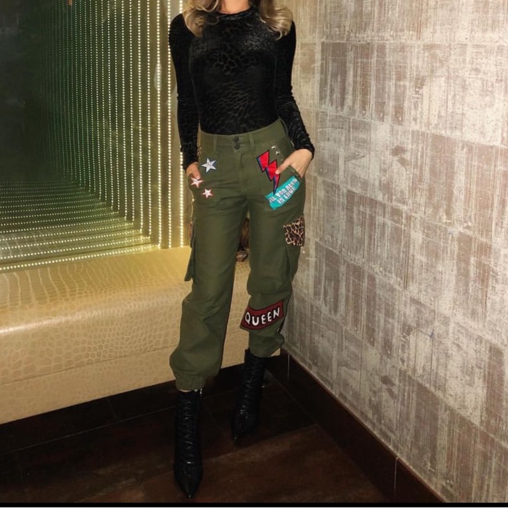 Alice + Olivia Green Patchwork Jeans